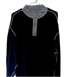 Daniel Cremieux Black Zip Up Shirt with Stand-Up Collar